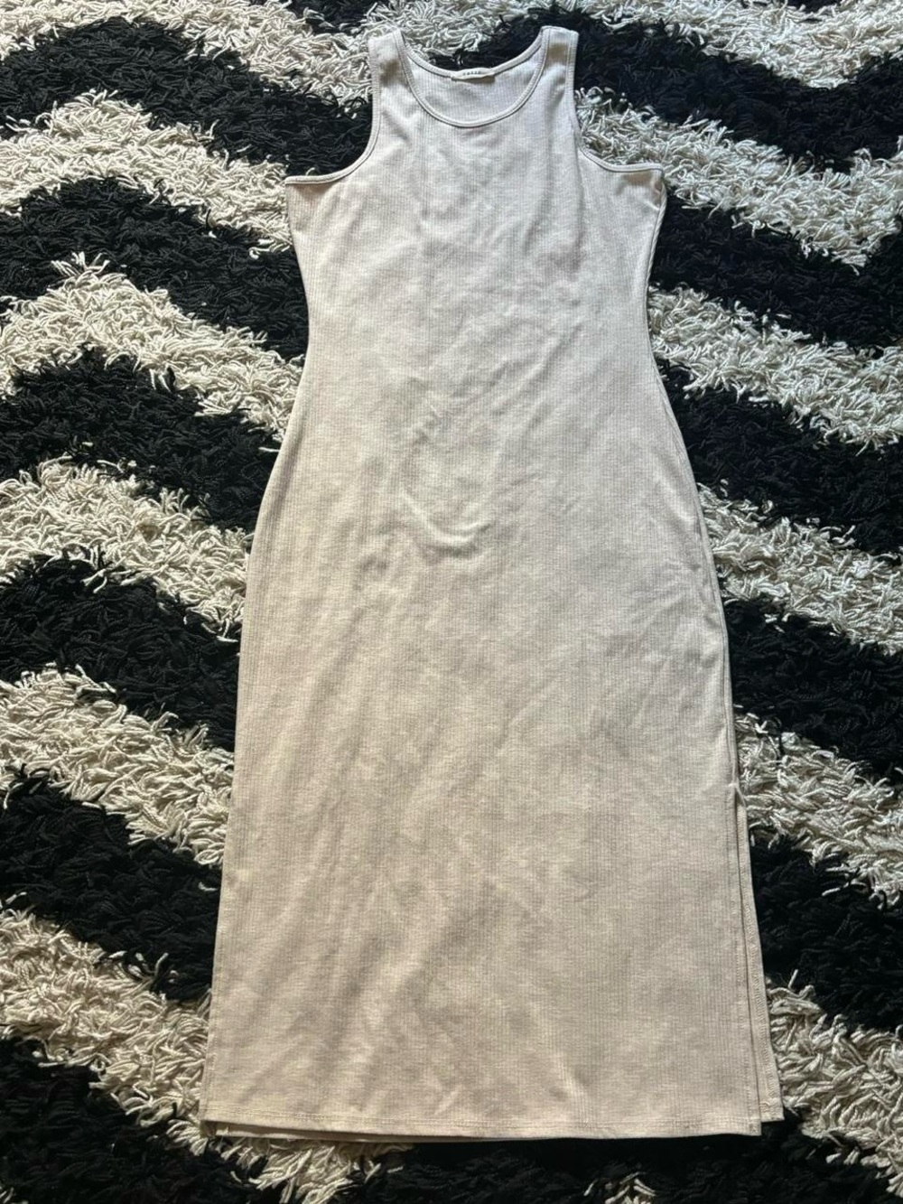 Entro Vintage 90’s Beige Nude Ribbed Sleeveless Bodycon Midi Dress